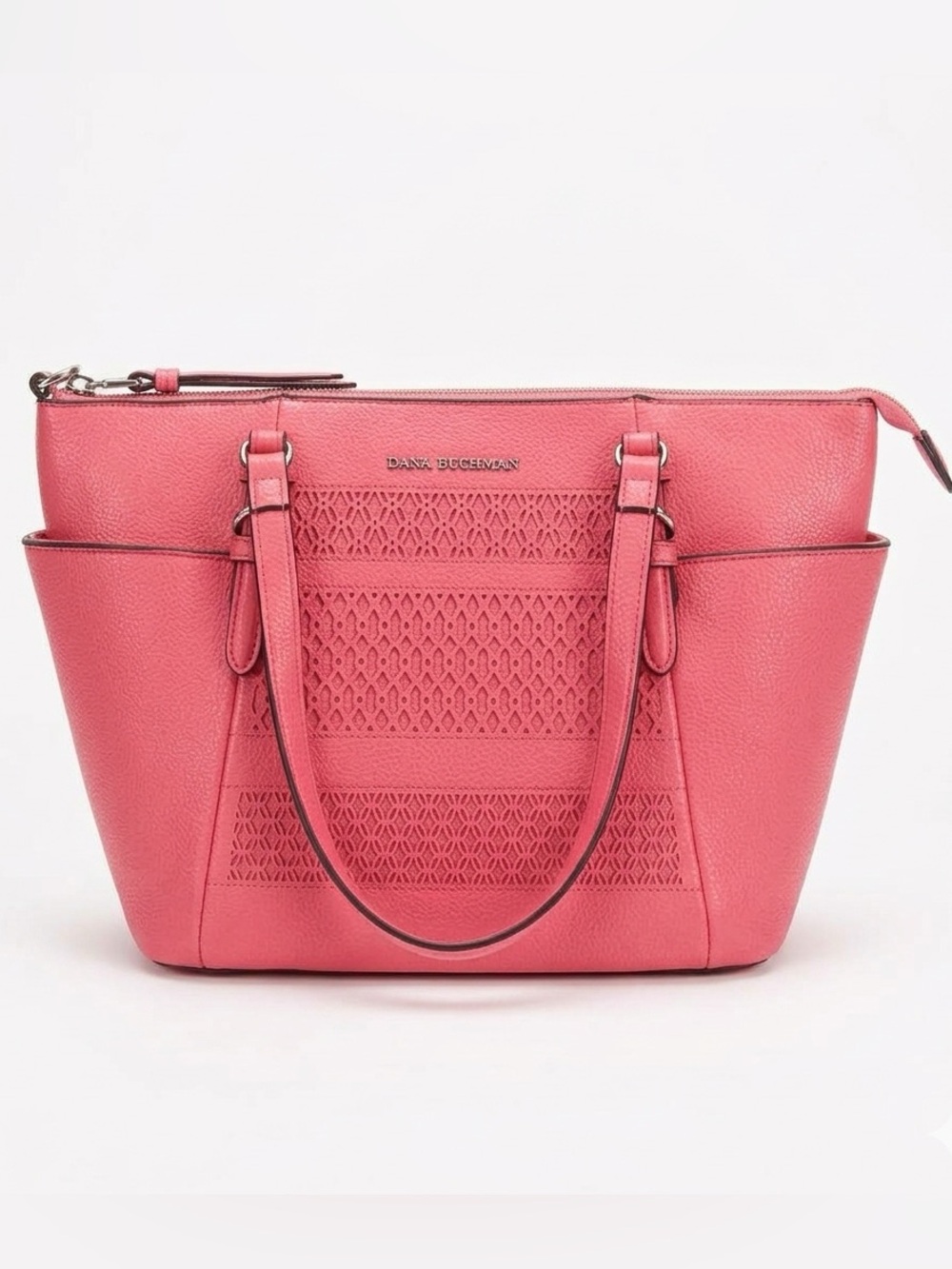 Dana Buchman Pink Perforated Leather Tote